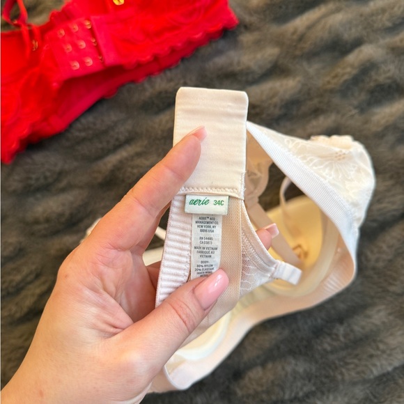 Aerie Red and Cream Lace Bra Bundle Size 34C - Picture 5 of 6